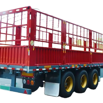 CIMC 12400*2500*2000mm 배지 무게 7T 12.4M 3 축 10pcs 잎 스프링 19T 단일 액션 아웃리거 40T 유료 화물 스테이크 반 트레일러