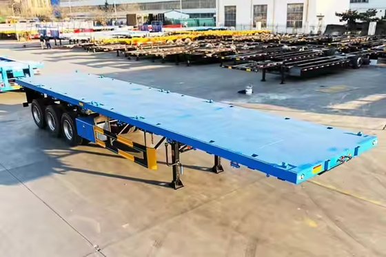 CIMC 2/3/4 축 40ft 12500*2500*1500mm 70톤 용량 8-12 세트 트위스트 잠금 평면 갑판 트레일러