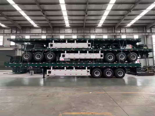 20ft/40ft 3Axle 평면 반 트레일러 새 특수 운송 철갑 트럭 트레일러 12r22.5 타이어